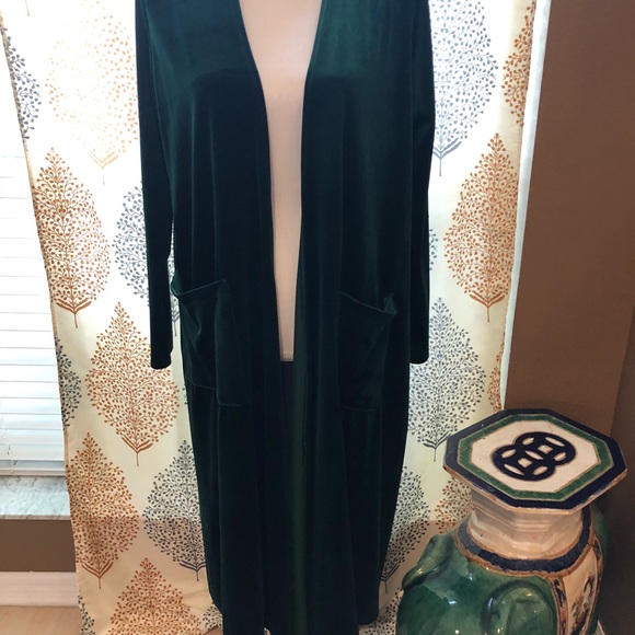 LuLaRoe Sweaters - Rare green velvet LuLaRoe Sarah cardigan M NWOT
